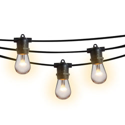 10 Socket Outdoor Commercial String Light Set, 21 FT Black Cord w/ 0.8-Watt Shatterproof LED Bulbs, Weatherproof SJTW