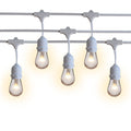 10 Suspended Socket Outdoor Commercial String Light Set, 21 FT White Cord w/ 0.8-Watt Shatterproof LED Bulbs, Weatherproof SJTW