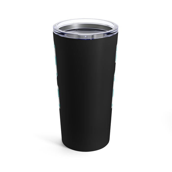 20oz Tumbler - PTSD Awareness, '22 A Day' Soldier Veteran Design on Black Background with Striking Blue Graphics