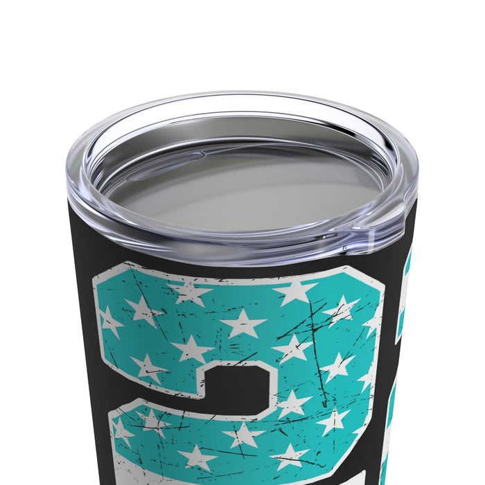 20oz Tumbler - PTSD Awareness, '22 A Day' Soldier Veteran Design on Black Background with Striking Blue Graphics