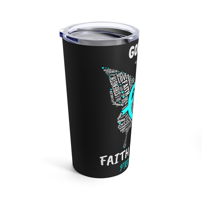 20oz Tumbler: Black Butterfly of Faith, Hope, & Love - Green PTSD Awareness Design