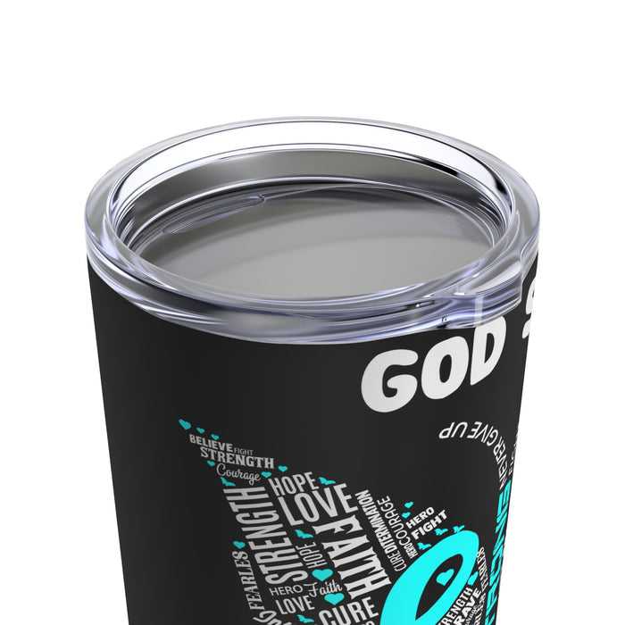 20oz Tumbler: Black Butterfly of Faith, Hope, & Love - Green PTSD Awareness Design