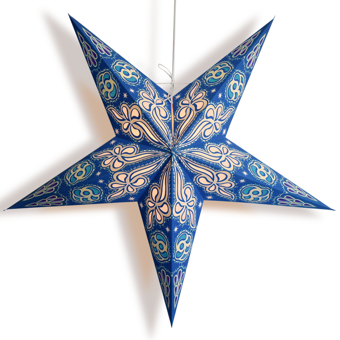 24" Blue Breeze Glitter Paper Star Lantern, Hanging Wedding & Party Decoration