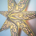 24" Yellow Cream Babylon Glitter 7-Point Paper Star Lantern, Hanging Wedding & Party Decoration