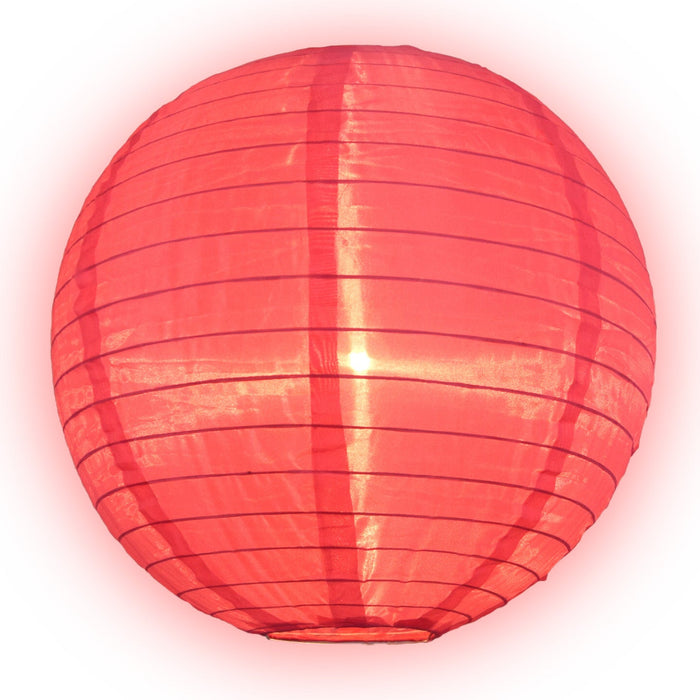 4" Hot Pink Round Shimmering Nylon Lantern Party String Lights (8FT, Expandable)