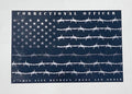 A Thin Line Between Chaos And Order Decal-Correctional Officer Flag With Barbed Wire.