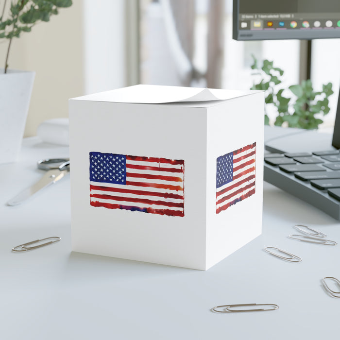 American Flag Watercolor Note Cube