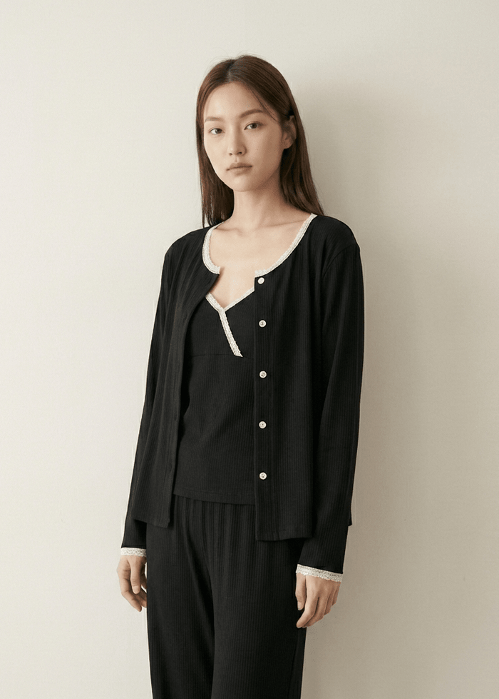 - Ever Lasting - Aspen Long - Sleeve Velvet Pajama Set / Black - Pajamas - Ever Lasting