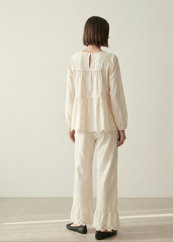 - Ever Lasting - Avery Long - Sleeve & Long - Pant Floral Pajama Set / White - Pajamas - Ever Lasting