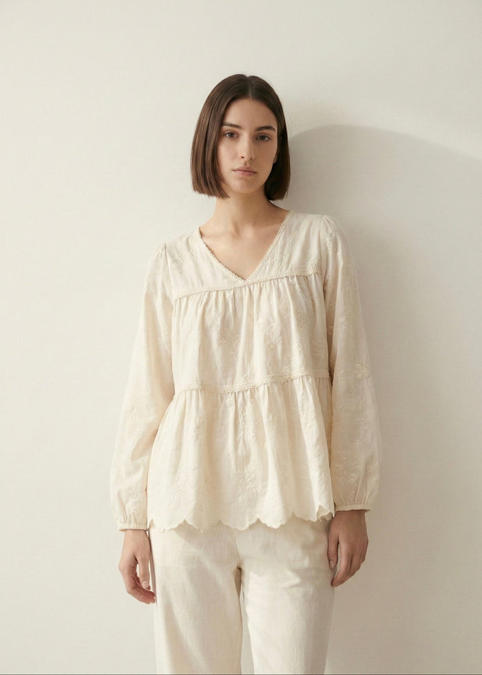 - Ever Lasting - Avery Long - Sleeve & Long - Pant Floral Pajama Set / White - Pajamas - Ever Lasting