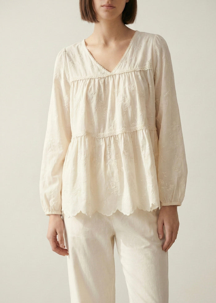 - Ever Lasting - Avery Long - Sleeve & Long - Pant Floral Pajama Set / White - Pajamas - Ever Lasting
