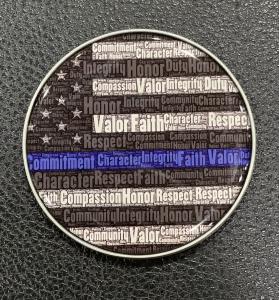 Back The Blue Police Officer Challenge Coin-White Male.