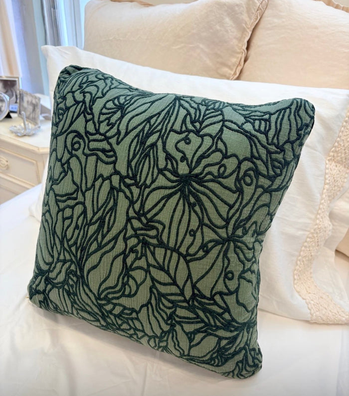 Bella Notte Linens Georgia Throw Pillow, 18x18, Jade