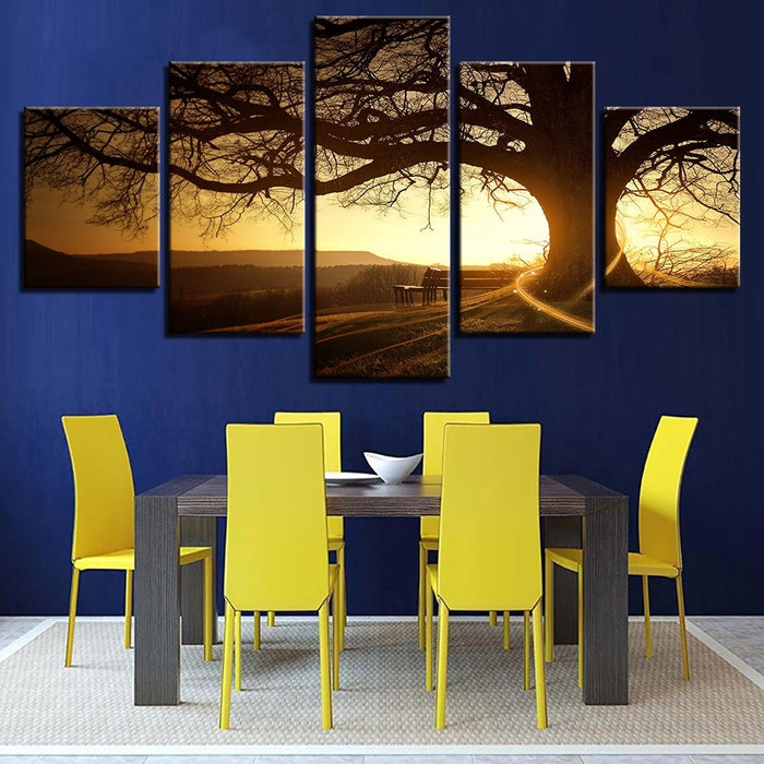 Big Tree Sunshine Scenery Wall Art Frame Canvas Printing Decor