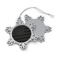 Black American Flag Pewter Snowflake Christmas Ornament-.