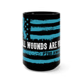 Black Ceramic 15oz Mug with PTSD Design All Wounds Are Visible