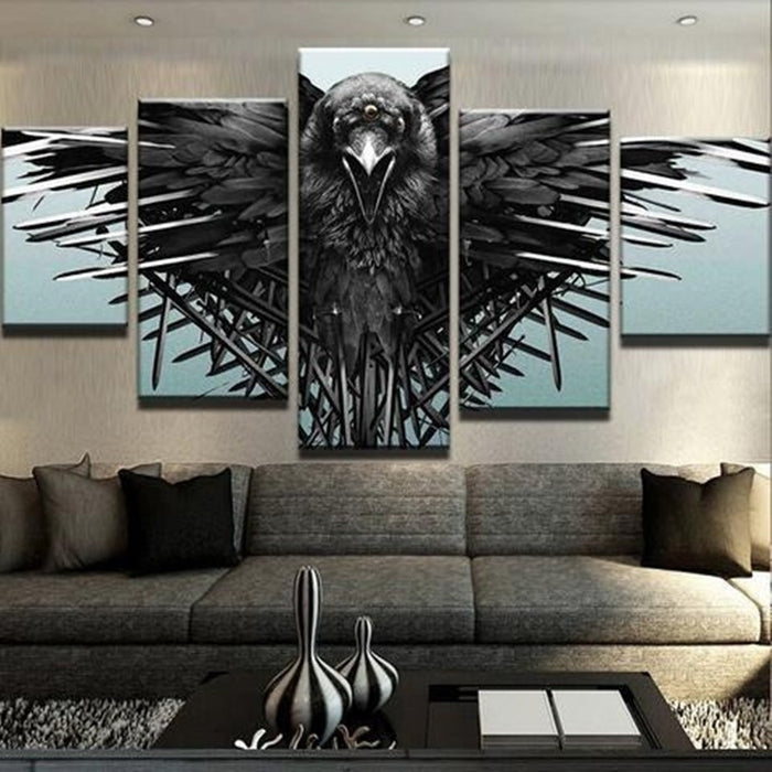 Black Crow Abstract Wall Art Frame Canvas Printing Decor