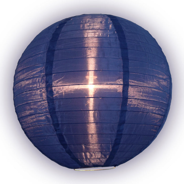 BLOWOUT 4" Navy Blue Round Shimmering Nylon Lantern Party String Lights (8FT, Expandable)