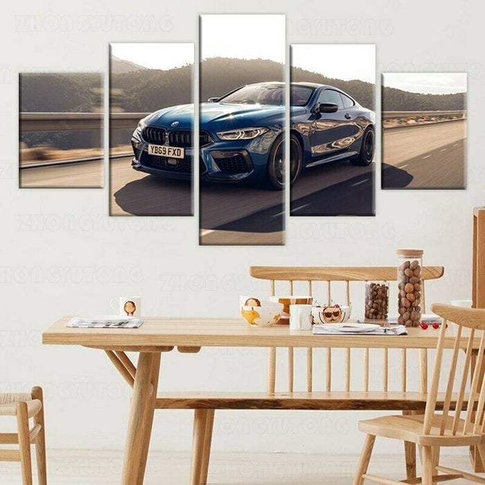 Blue M8 Sports Car Wall Art Frame Canvas Printing Decor