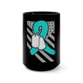 Blue PTSD Ribbon with Dog Tags-15oz Coffee Mug