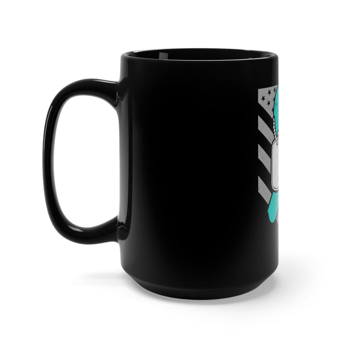 Blue PTSD Ribbon with Dog Tags-15oz Coffee Mug