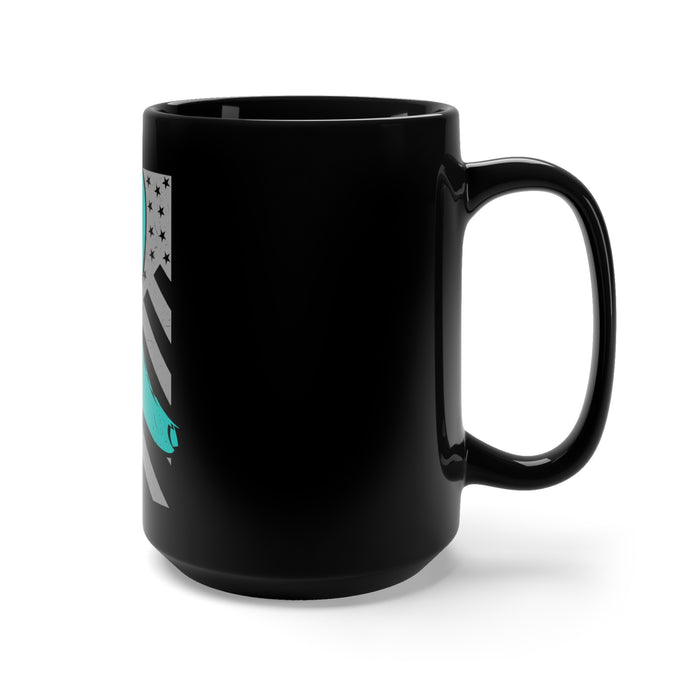 Blue PTSD Ribbon with Dog Tags-15oz Coffee Mug