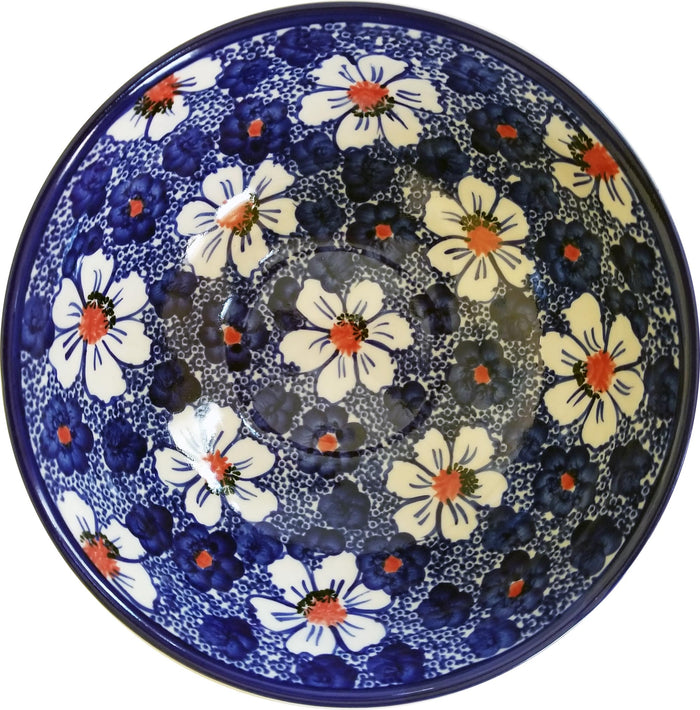 Boleslawiec Polish Pottery Large Mixing or Serving Bowl Unikat "Haylee Daisy" by Eva's Collection