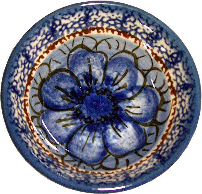 Boleslawiec Polish Pottery UNIKAT Ice Cream or Condiment Bowl "Blue Garden"