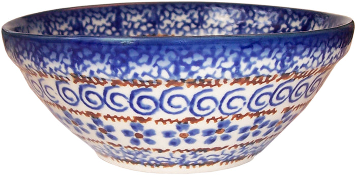 Boleslawiec Polish Pottery UNIKAT Ice Cream or Condiment Bowl "Blue Garden"