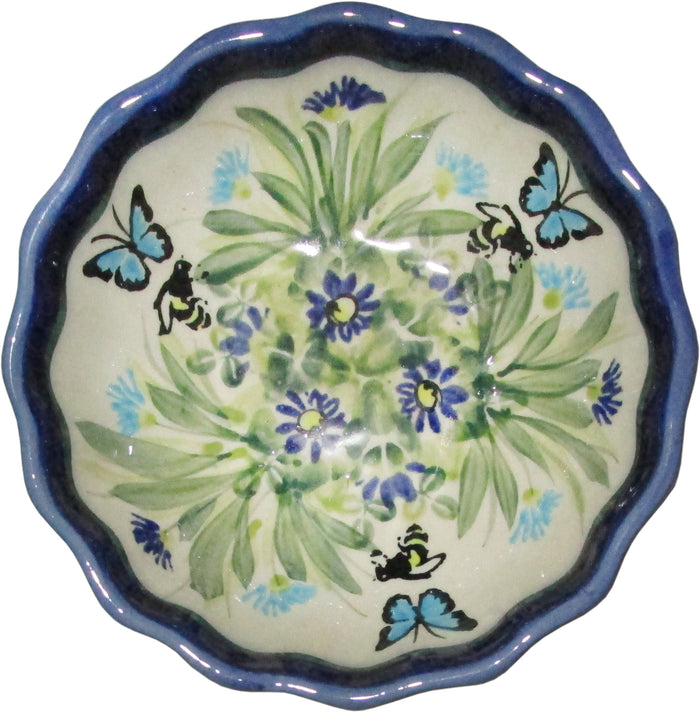 Boleslawiec Polish Pottery UNIKAT Ice Cream Scalloped Bowl "Serenity"
