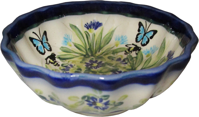 Boleslawiec Polish Pottery UNIKAT Ice Cream Scalloped Bowl "Serenity"