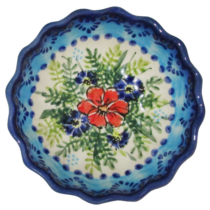 Boleslawiec Polish Pottery UNIKAT Ice Cream Scalloped Bowl "Veronica"