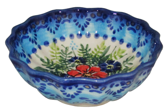 Boleslawiec Polish Pottery UNIKAT Ice Cream Scalloped Bowl "Veronica"