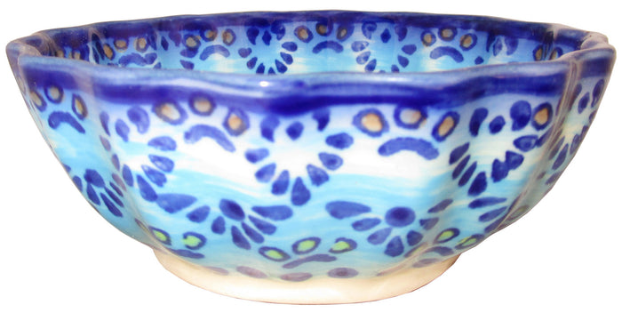 Boleslawiec Polish Pottery UNIKAT Ice Cream Scalloped Bowl "Veronica"
