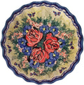 Boleslawiec Polish Pottery UNIKAT Ice Cream Scalloped Bowl "Wild Roses"