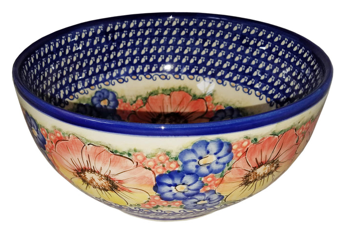 Boleslawiec Polish Pottery Unikat Large Mixing or Serving Bowl "Flower Field"
