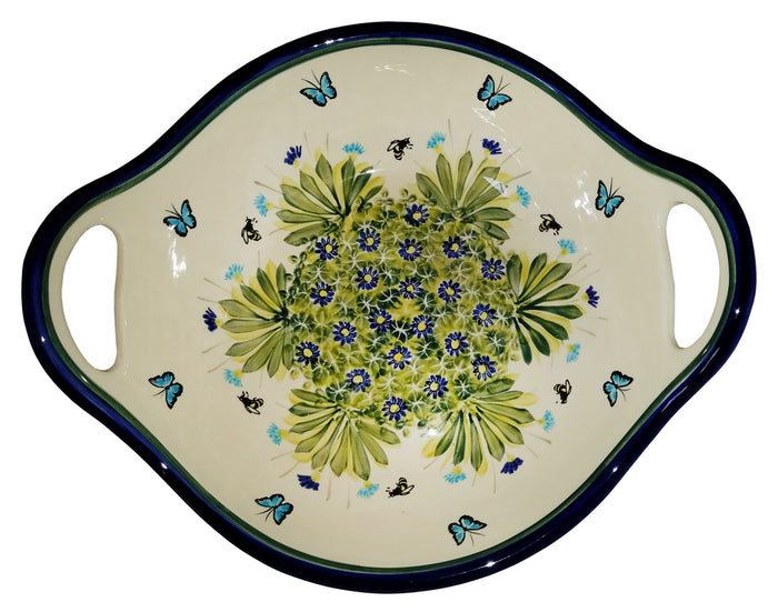 Boleslawiec Polish Pottery UNIKAT Large Serving Bowl with Handles "Serenity"