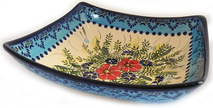Boleslawiec Polish Pottery Unikat Medium Square Serving Bowl "Veronica"