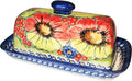 Boleslawiec Polish Pottery UNIKAT One Stick Butter Dish American Style "Flower Field"