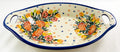 Boleslawiec Polish Pottery UNIKAT Serving or Baking Dish with Handles "Garden Romance"