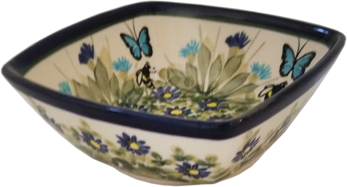 Boleslawiec Polish Pottery Unikat Serving or Ice Cream Square Bowl "Serenity"