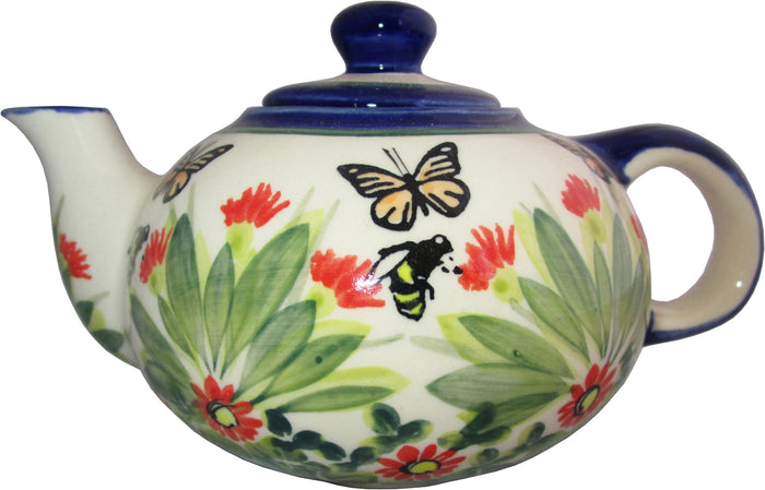 Boleslawiec Polish Pottery UNIKAT Small 16 oz Teapot Coffee Pot "Spring"