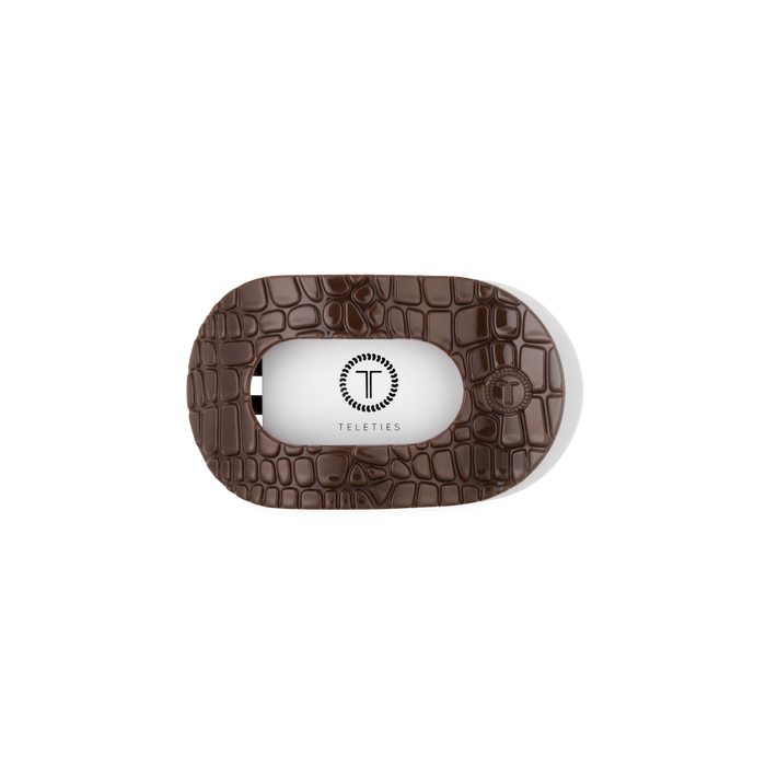 Brown Crocodile Small Flat Round Hair Clip