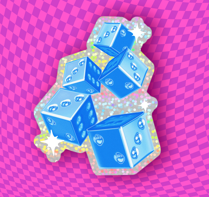 Chrome Dice Glitter Sticker