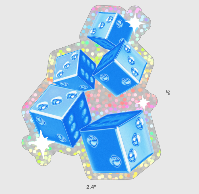 Chrome Dice Glitter Sticker