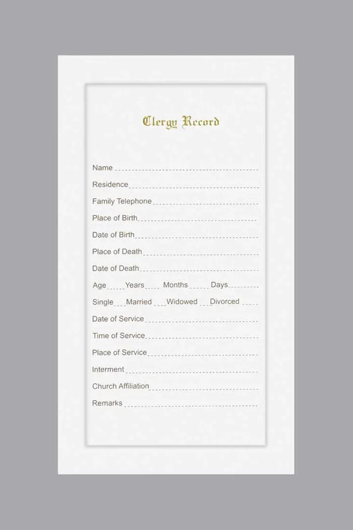 Clergy Record Card - ST562