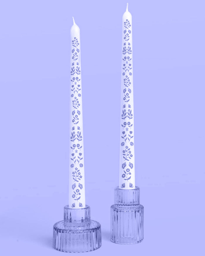 Coastal Floral Taper Candles 10" (Set of 2) - bubblegum market