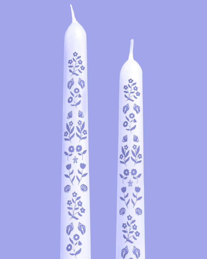 Coastal Floral Taper Candles 10" (Set of 2) - bubblegum market