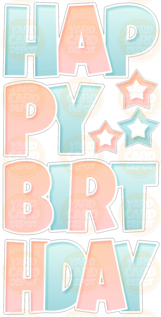 Coral Pink & Light Blue HBD "EZ Set" 23in Lucky Guy