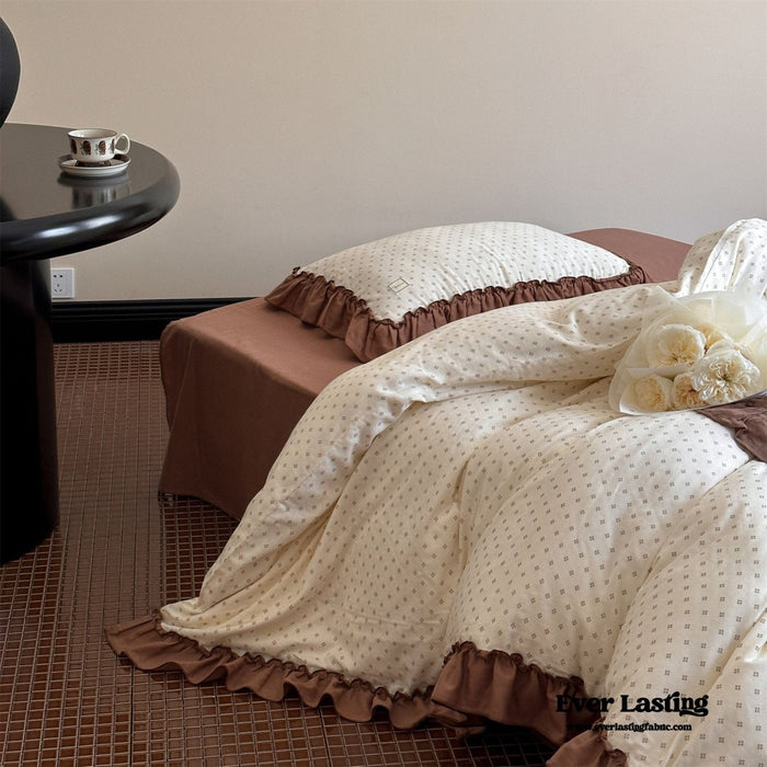 Cottage Inspired Ruffle Bedding Set / Soft Brown - Ever Lasting